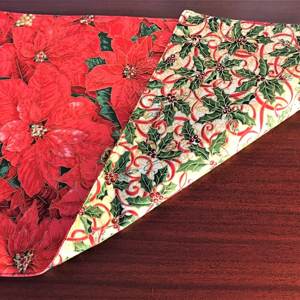 Christmas Placemats Reversible Placemats Autumn Fall Double Sided Set OF 6